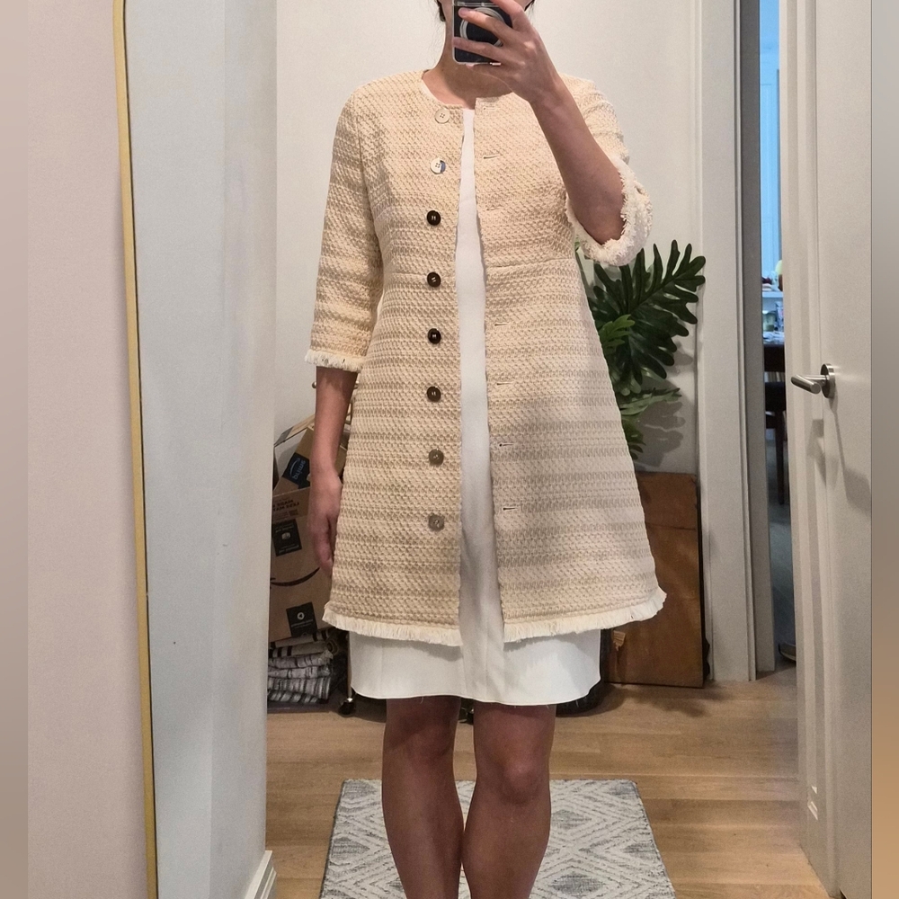 Cream Tweed Dress Coat